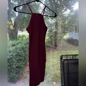 Charlotte Russe maroon asymmetrical mini dress